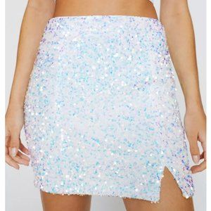 White Iridescent Sequin Skirt